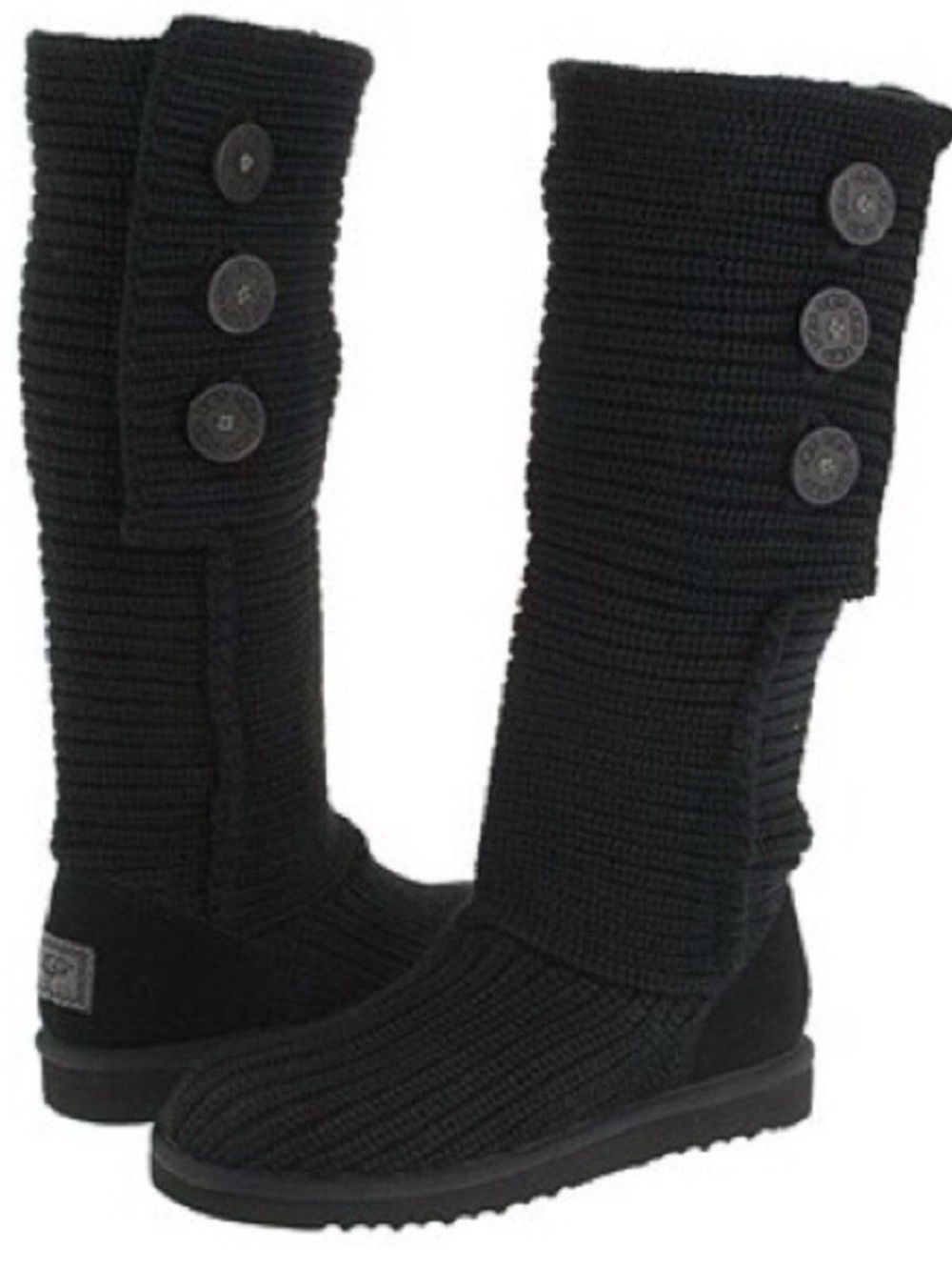 UGG Australia Cardy tall fold over sweater knit button boots - Black 💜